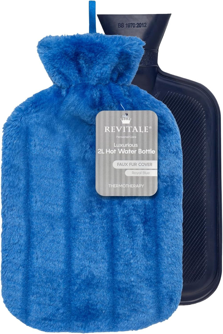 Luxury Cosy Hot Water Bottle 2 Litre, Soft Cover, Single Ribbed Natural Rubber 2025, British Standard BS1970:2012, Durable & Leak-Resistant (Slate Grey)