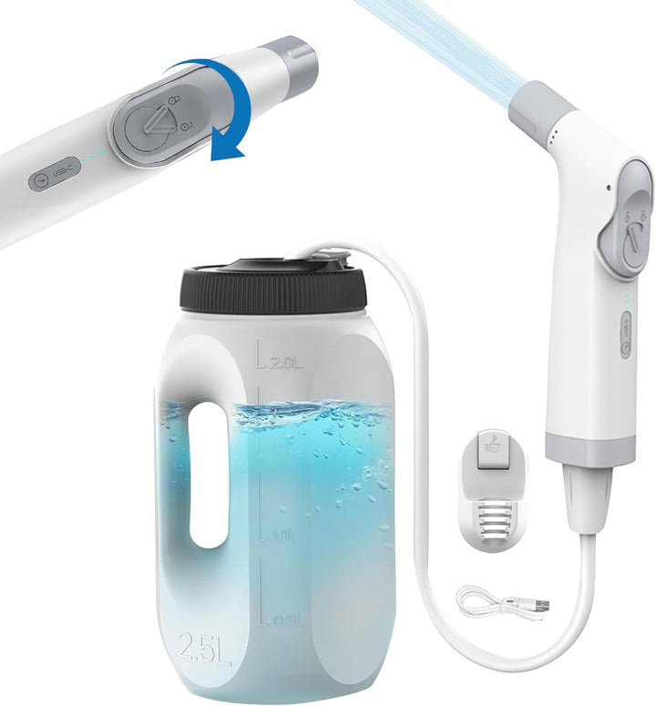 Electric Portable Bidet Sprayer – Integrated Handheld Shattaf with 2.5L Tank, Anti-Misoperation Button, Toilet Spray for Personal Hygiene & Feminine Care (White, 2.5L - JP - 239A)