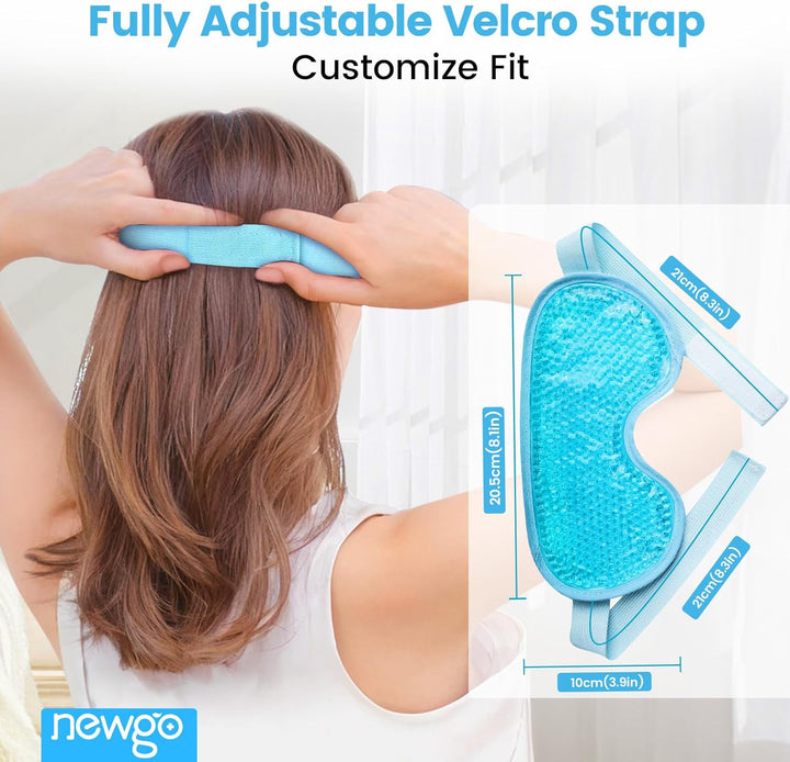 Cooling Eye Mask for Puffy Eyes, Reusable Hot Cold Therapy Gel Cold Eye Mask for Migraine, Headache, Dark Circles, Dry Swollen Eyes, Sinus Pain-Light Blue