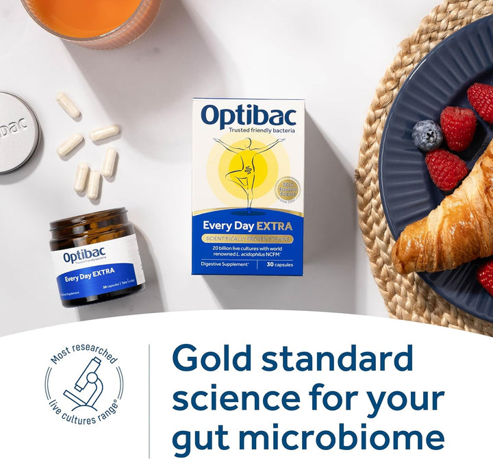 Probiotics Every Day Extra - Advanced Digestive Probiotic Supplement - Most Researched Lactobacillus Acidophilus - 30 Vegan Capsules