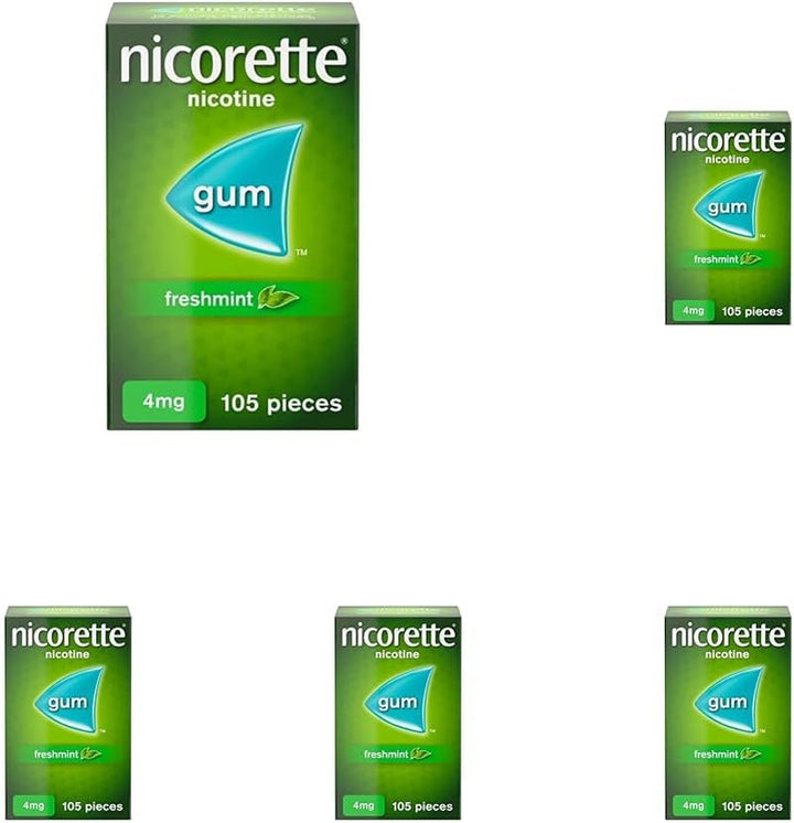 Freshmint 4Mg Gum (105 Pieces), Discreet Stop Smoking and Stop Vaping Aid to Help You Quit for Good, Tackle Cravings and Withdrawal Symptoms, Freshmint Nicotine Gum (Quit Smoking or Vaping)