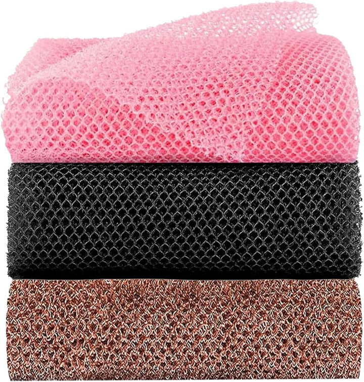 3Pcs African Sponge Bath, Exfoliating Net, Beauty Skin Wash Towel African Net Cloth Nylon Back Scrubbers Shower Body Cleaning Spa Massage Bath Towel Back Scrubber