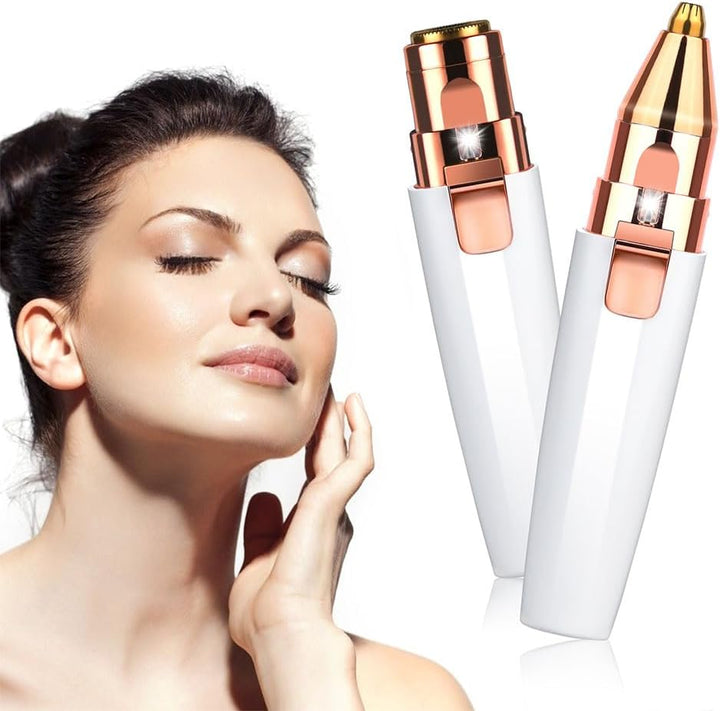 Facial Hair Remover for Women, 2 in 1 Eyebrow Trimmer & Face Hair Remover, Rechargeable Waterproof Painless Lady Shaver for Lips Nose Face Body Peach Fuzz