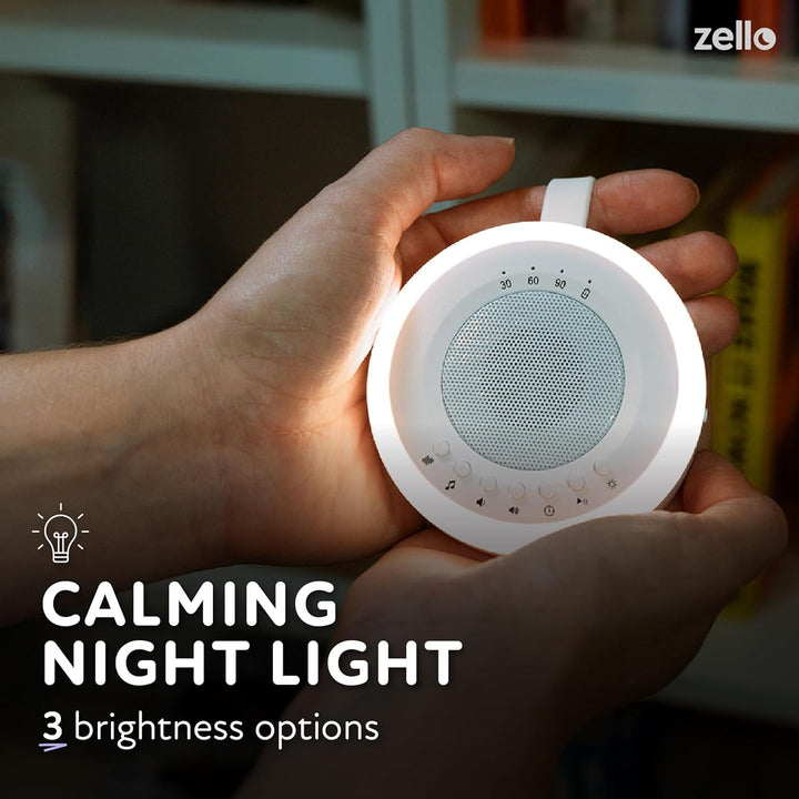Zello Portable White Noise Machine Baby Sleep Aid 20 Soothing Sounds Warm Night Light 20Hr Battery USB Rechargeable Memory Function Portable Sound Machine Travel Pram Pushchair Cot Nursery Camping