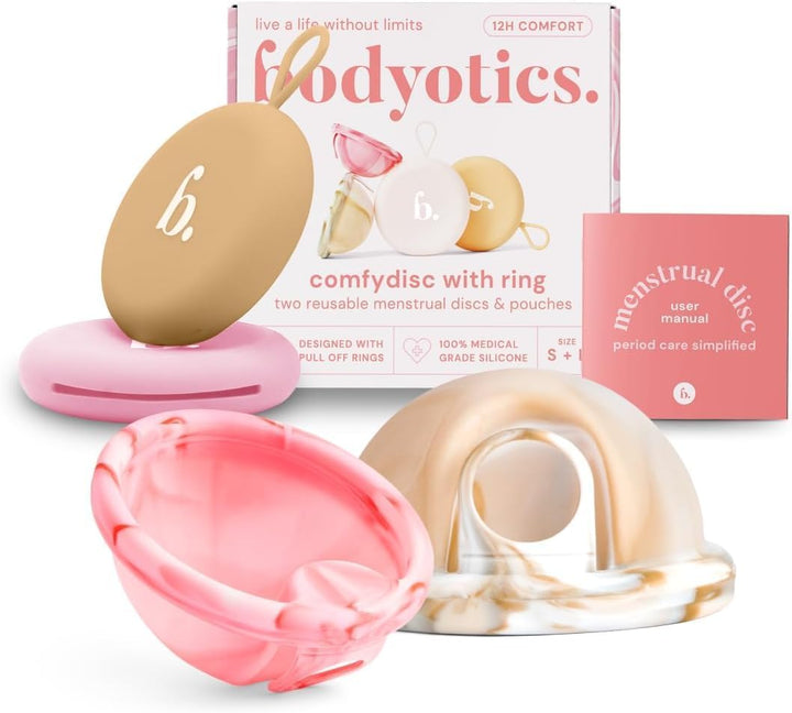 Reusable Menstrual Disc, Wear up to 12-Hours, Sustainable Period Disc Alternative to Menstrual Cups, Tampons and Pads for Light or Heavy Flows, Leak Proof - Small & Large Sizes