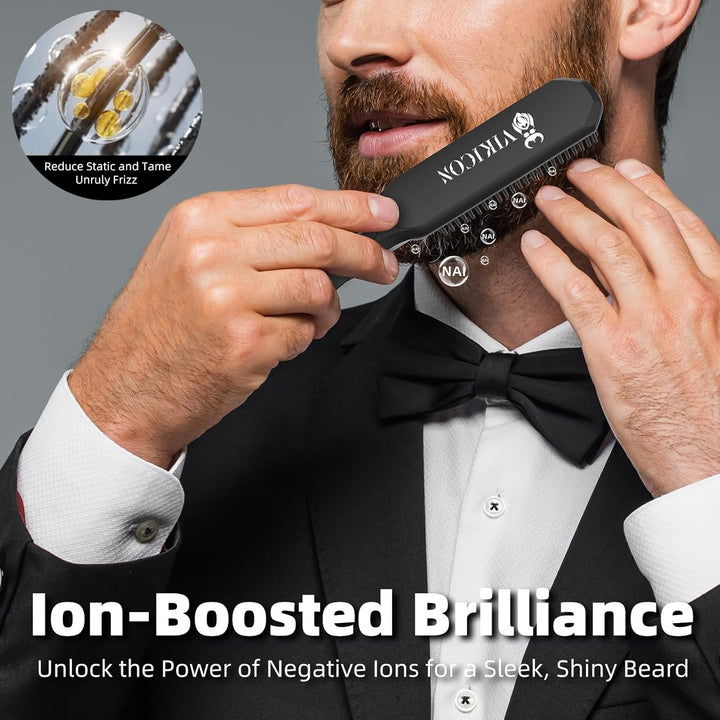 Beard Straightener Comb for Men, Professional Beard Hair Straightening Heated Brush W/Anti-Scald, 3 Temperatures & LCD Display, Portable Ionic Hot Comb with Travel Bag, Gifts for Men