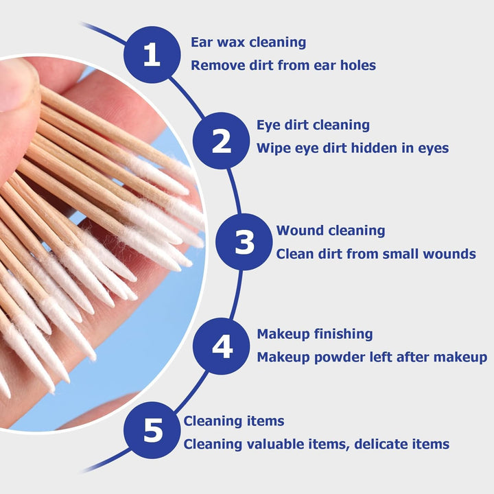 400 Pcs Cotton Swab,Cotton Buds,Cotton Tipped Applicator,Cotton Swabs Wood Sticks for Eyebrow Tattoo Beauty Make-Up Color Nail Seam Dedicated Dirty Picking Sticks,Nail Seam Dedicated Dirty Picking