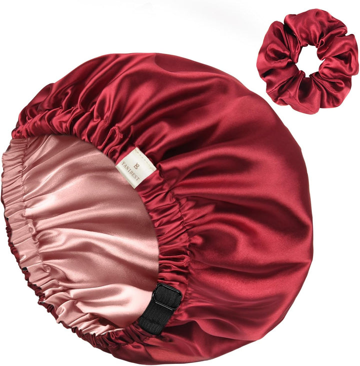 Double Layer Satin Bonnet Silk Bonnet for Sleeping Adjustable Hair Bonnet for Women Curly Natural Hair