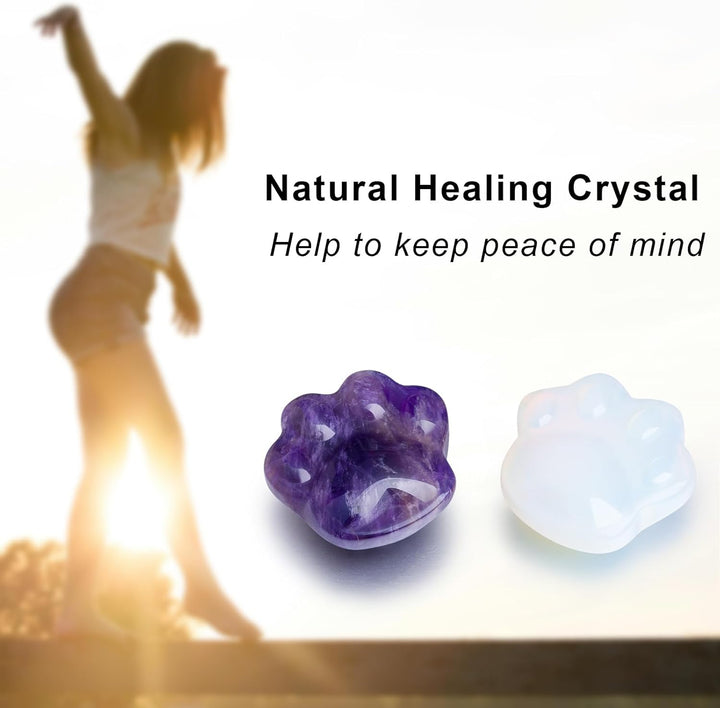 Cat Crystals and Healing Stones, Natural Stone for Anxiety Relief, Emotional Balance & Positive Energy, Pocket-Sized Worry Stones for Stress Relief, Unique Gift for Crystal Cat Lovers (Amethyst)