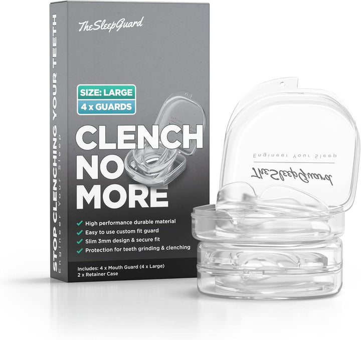 Mouth Guard for Clenching Teeth at Night [Pack of 4, Large Size - Men] – Custom Night Guards for Teeth Grinding – Nighttime Protection during Sleep for Adults