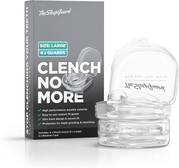 Mouth Guard for Clenching Teeth at Night [Pack of 4, Large Size - Men] – Custom Night Guards for Teeth Grinding – Nighttime Protection during Sleep for Adults