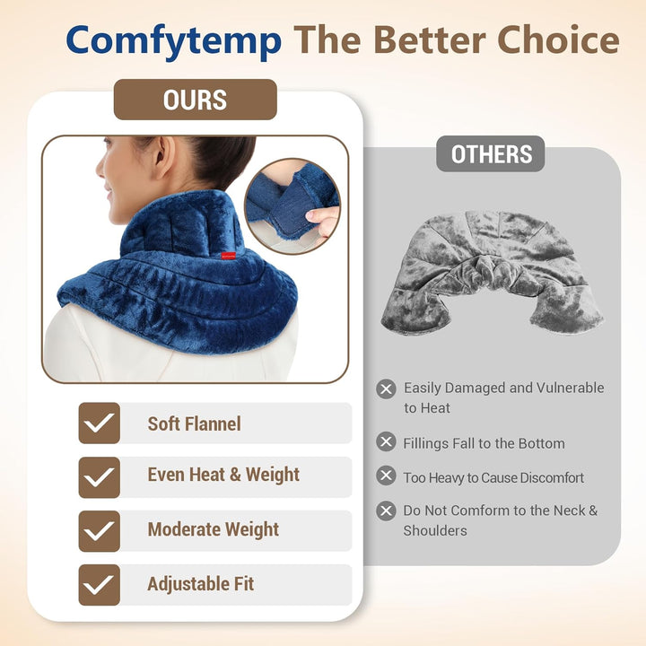 Microwave Heating Pad for Neck, Shoulders, 2.42LB Weighted Microwavable Neck Warmer for Pain Relief, Wearables Adjustable Heated Neck Wrap, Wheat Bags with Moist Heat Therapy, Recovery Gifts