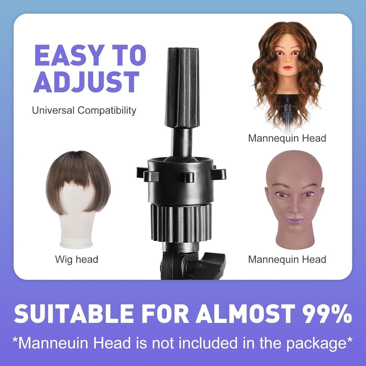 Neverland 63 Inch Wig Stand, Training Head Stands Tripod, Sturdy Metal Hairdressing Doll Mannequin Heads Stand, Canvas Foam Manikin Heads for Wigs, Training and Hairdressing