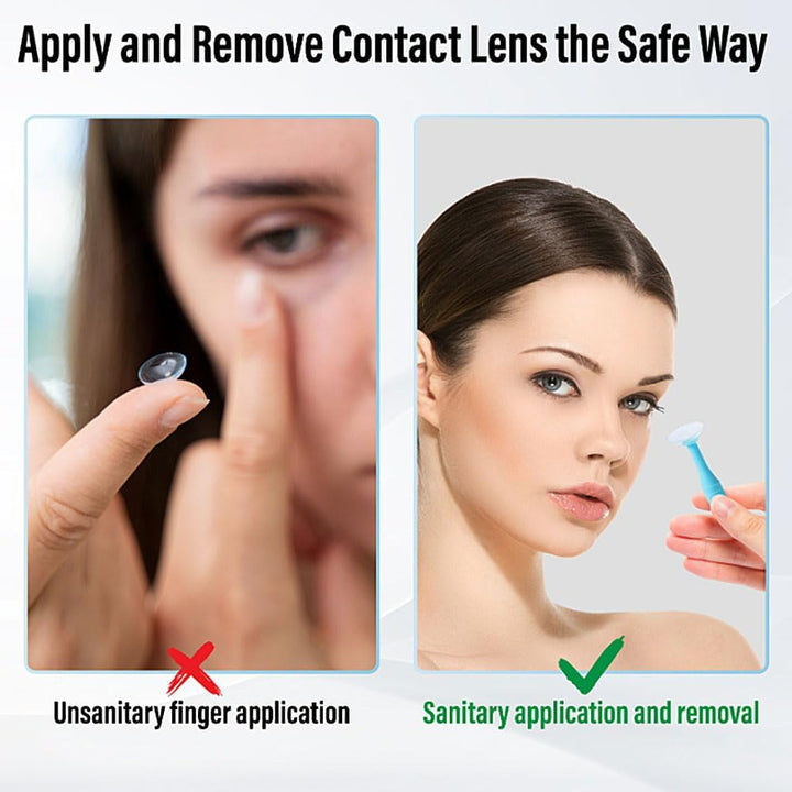 2 Pcs Silicone Contact Lens Inserter Contact Lenes Suction Holder Contact Lens Remover Tool with Storage Case for Family Travel