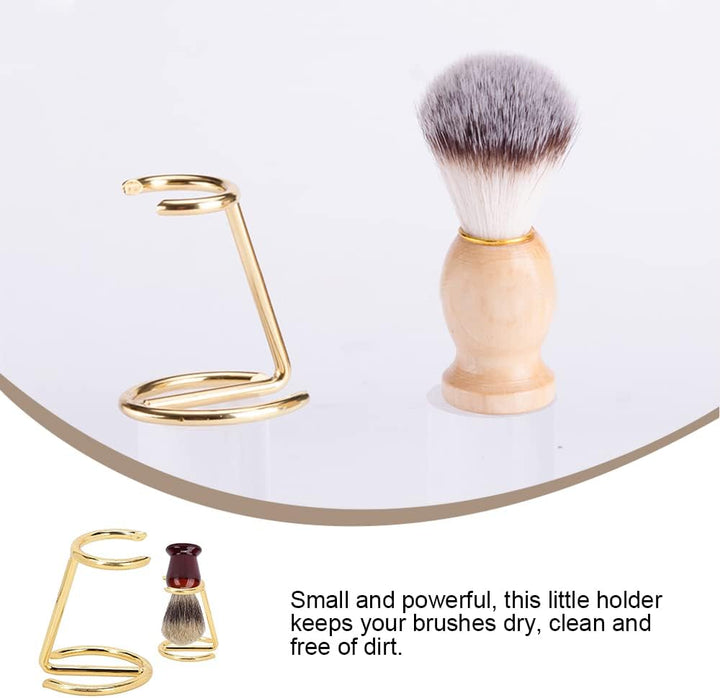 Shaving Brush Holder,Deluxe Shaving Stand Shaving Razor and Brush Stand for Safety Razor Stand Place Manual Shaving Foam Brush Stainless Steel （Golden,Without Brush）