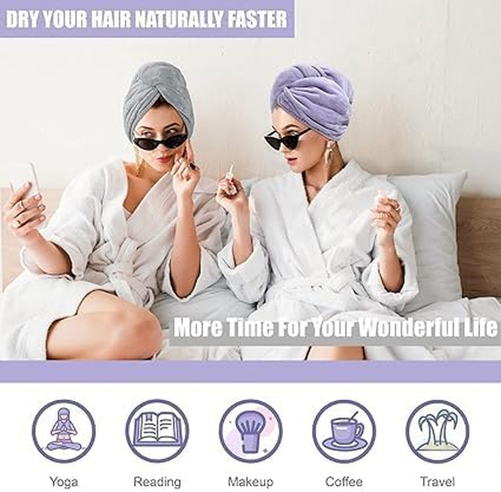 Microfibre Hair Towel Drying Wrap: 2Pack Head Dry Towel Twist Drying Turban anti Frizz Long Quick Rapid Absorbent Women Wet Plopping Curly Hair Turban Twisty for Girls