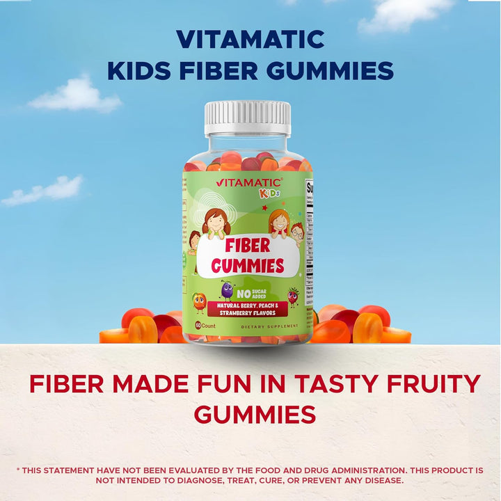 Kids Prebiotic Fiber Gummies for Adults - 4G Fiber Extra Strength - Zero Sugar Added - 60 Pectin Based Gummies - Digestive Health & Regularity Support