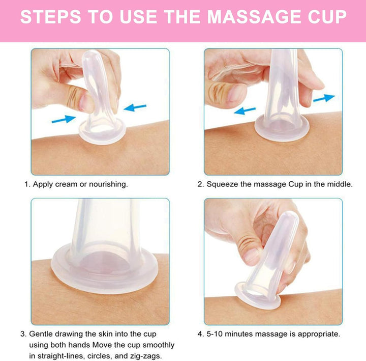 4PCS Silicone Facial Cupping Set – Pink Vacuum Massage Cups for Face, Neck, and Eye Care – Anti-Cellulite and Facial Massager Health Care Kit