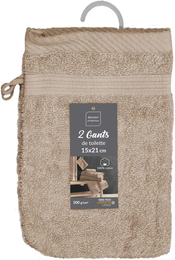 , 2 Wash Mitts (15 X 21 Cm) Tendresse Emerald, Plain Sponge