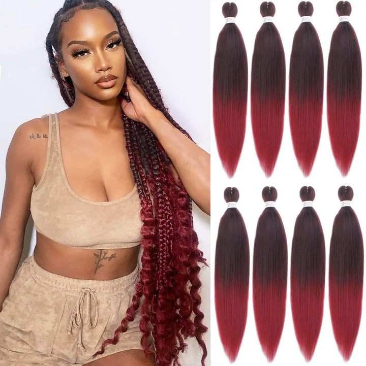 3 Packs Pre Stretched Braiding Hair Extension Yaki Texture EZ Braids Hair for Coi Leray Braids Black Braiding Crochet Hair Extensions /30 Inch 1B#