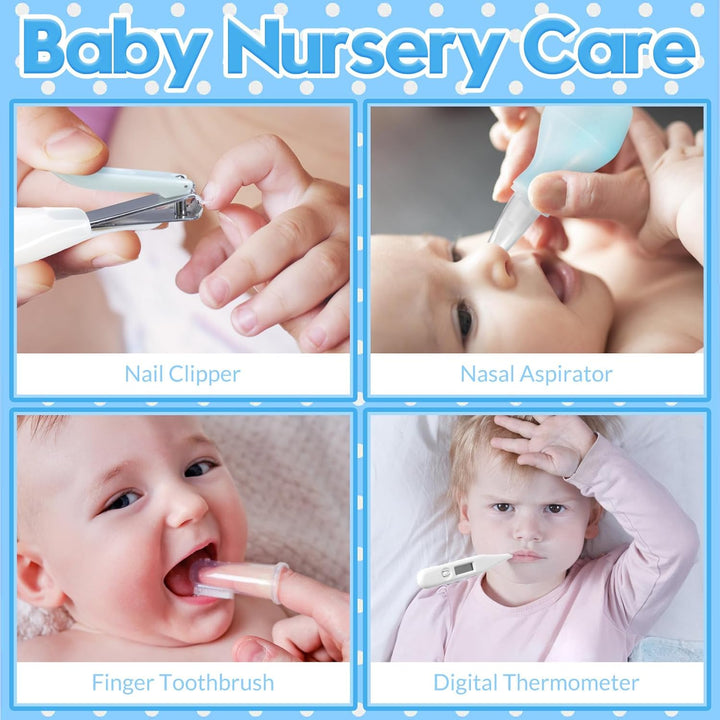 Little Angel Baby Grooming Kit,Baby Health Care Kit,10Pcs Baby Care Kit with Nice Compact Case,Ideal for Newborn, Baby and Infant,Blue