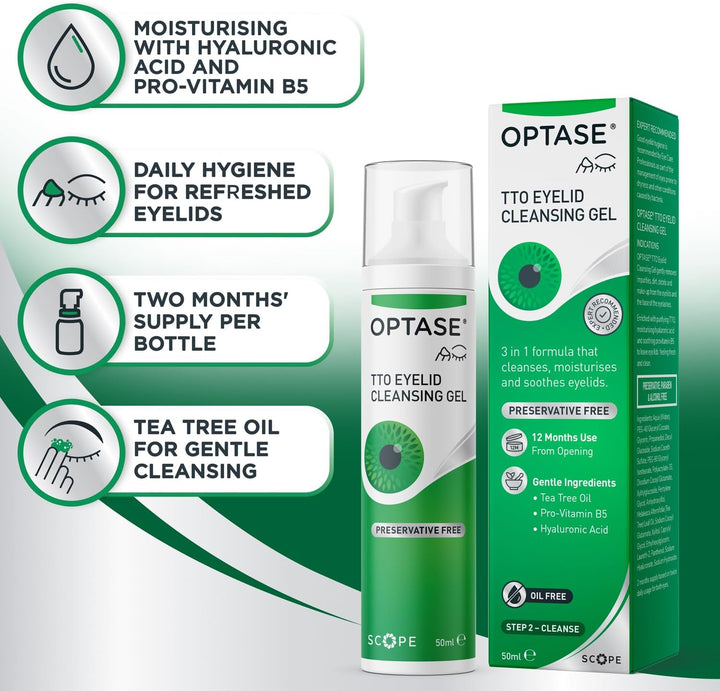 Tea Tree Oil Eyelid Cleansing Gel for Daily Hygiene - Suitable for Dry Eyes, Blepharitis & Styes - Preservative Free - 50Ml