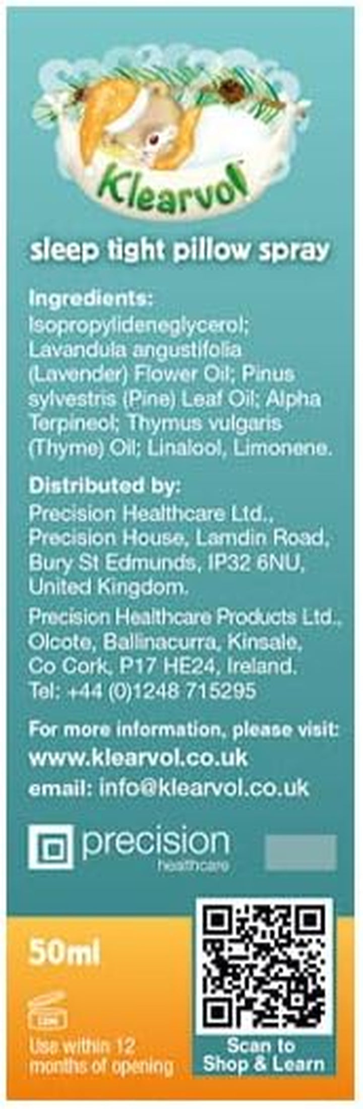 Sleep Tight Pillow Spray 50 Ml (Pack of 1) – Natural Essential Oil Blend with Lavender, Pine and Thyme for Calming Bedtime Routines for Children of 3+ Months