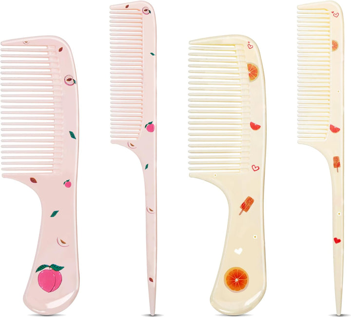 4 Pcs Girls Boys Hair Brush and Comb Set, Cute Styling Childrens Comb Hairbrushes Hairdressing Rat Tail Brush for Toddler Child'S Hair