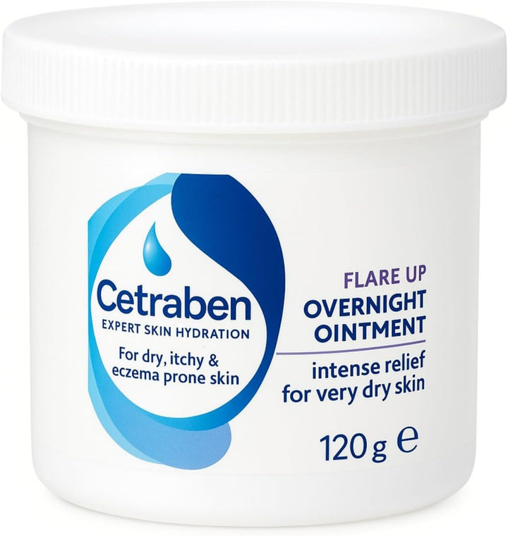 Flare up Overnight Ointment, Relieves Dry, Itchy & Eczema-Prone Skin, Rich Formulation for Intense Hydration, Protects Skin from Irritants, for Overnight Use, Fragrance Free, 1 X 120G