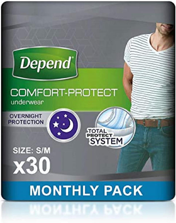 Comfort Protect Incontinence Pants for Men, Small/Medium, 30 Pants