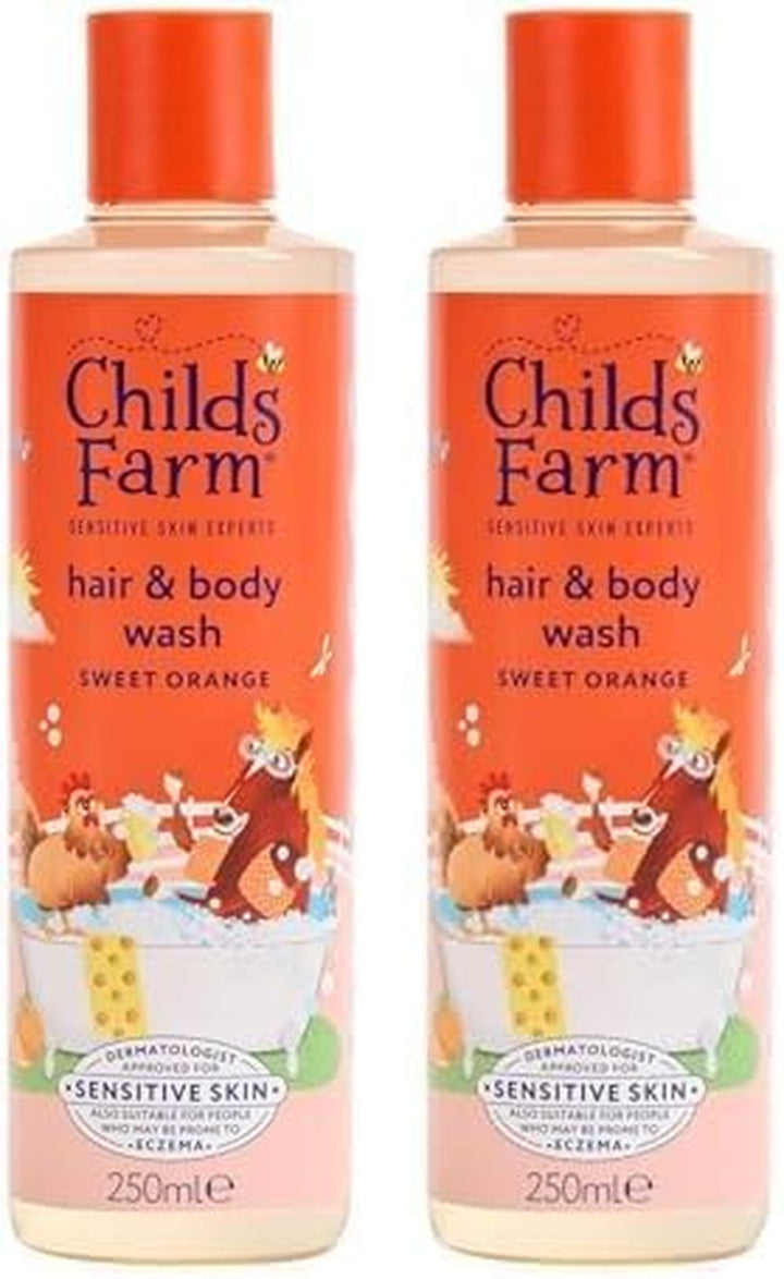 Kids Hair & Body Wash, Sweet Orange | Tear-Free, Gently Cleanses | Suitable for Dry, Sensitive Skin, 250Ml