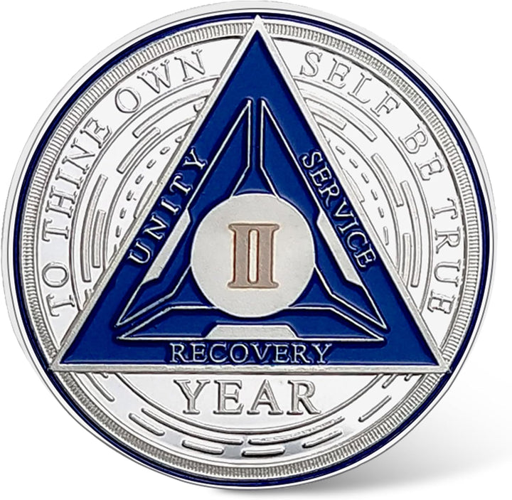 2 Year Sobriety Chip - Triplate AA Coin and Medallion Sobriety Coin Recovery Chips Sober Anniversary Token Sobriety Gifts Alcoholics Anonymous Recovery for Men Women