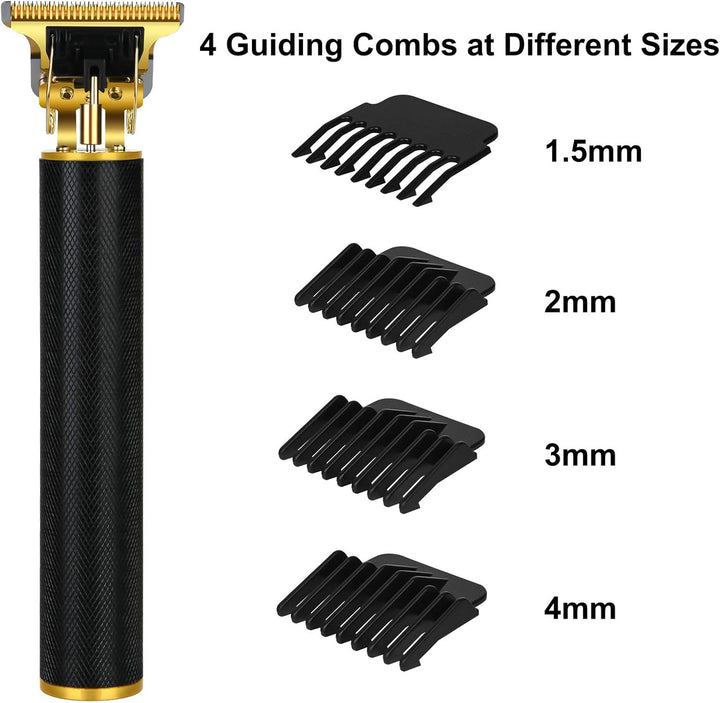 Cordless Hair Clippers for Men - Electric Beard Trimmer Set, Waterproof Detail Beard Shaver, T-Blade Trimmer Grooming Kit with 4 Guide Combs and 2 Hair Combs