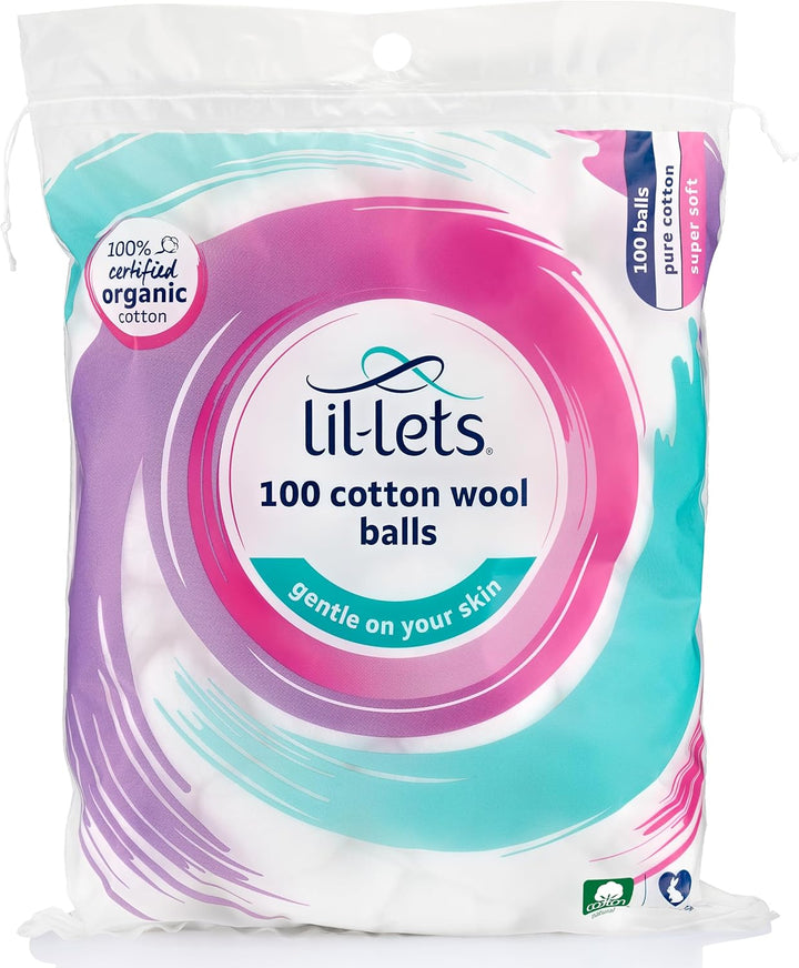 Cotton Wool round Pads, 200 Count, Certified Organic, 100% Pure Cotton Wool, Soft and Absorbent, Gentle on Skin, Dermatologically Tested, Bulk Pack