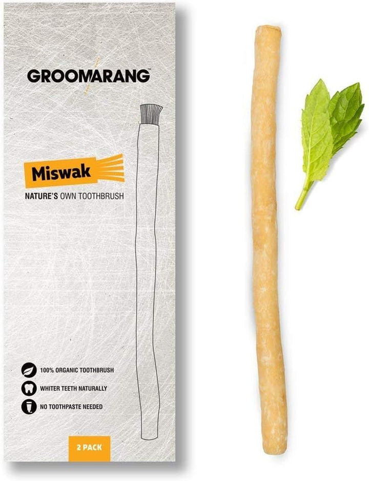 Miswak Natures Own Toothbrush Kit 2 Sticks Organic Teeth Whitener Eco Friendly from Salvadoran Persica Tree Roots