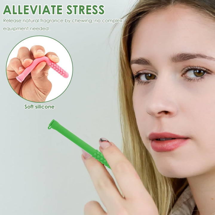 3 Pcs Silicone Chew Tubes Breathing Sticks with Essential Oil for Soothing the Senses and Aiding Concentration