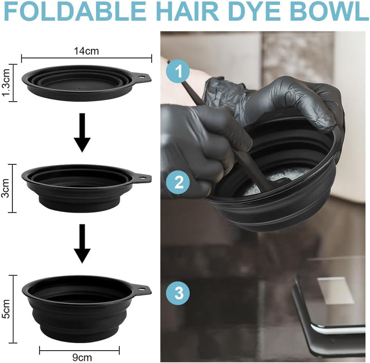 18 PCS Tools for Hair Colouring Kit, DIY Salon Hair Coloring Bleaching Tools Set, Hair Dye Tool Set, Including Hair Dye Bowl, Brush, Earmuffs, Comb, Cape, Shower Cap, Gloves, Hairpins