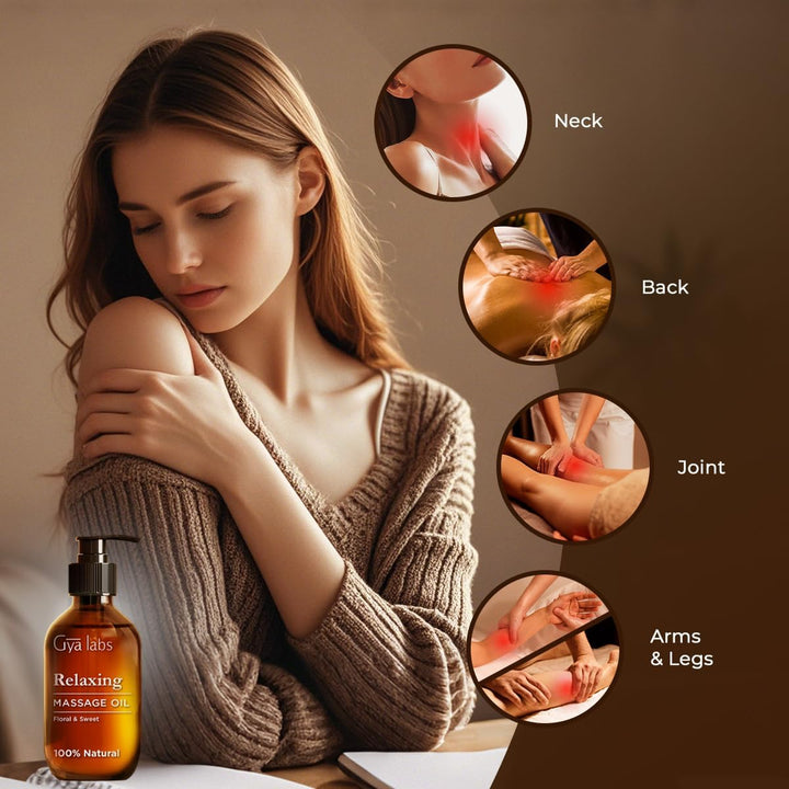 Relaxing Massage Oil for Sore Muscles - 100% Pure Natural Spa Quality for Skin & Body Relaxing, Warming Massage Oil with Non Greasy for Men & Women (200 Ml)