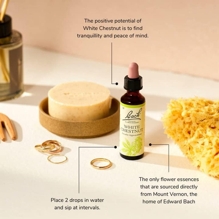 Bach Original Flower Remedies (White Chestnut) Live the Day, Stay Tranquil, Emotional Wellness, Natural Flower Essence, 20Ml