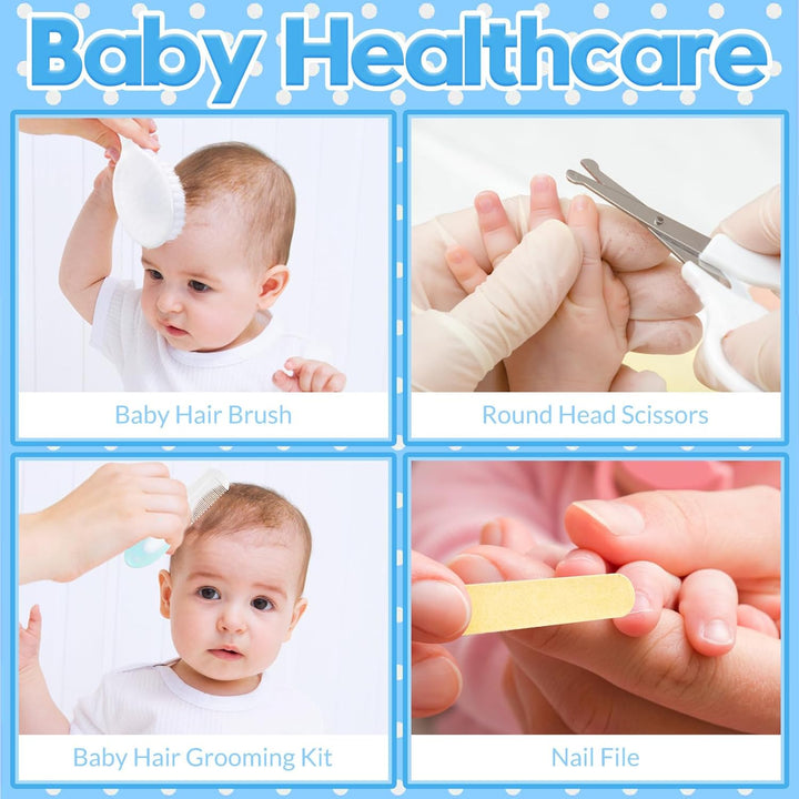 Little Angel Baby Grooming Kit,Baby Health Care Kit,10Pcs Baby Care Kit with Nice Compact Case,Ideal for Newborn, Baby and Infant,Blue