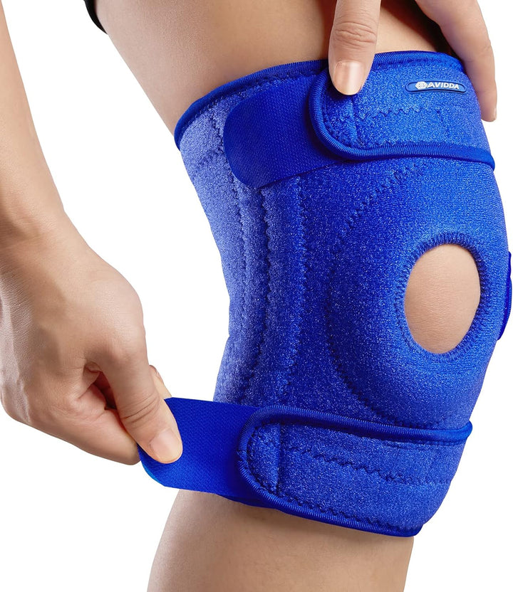 Knee Support with Open-Patella Design for Joint Pain, Sports, Injury Rehabilitation, Adjustable Knee Brace for Men Woman with 3 Straps, for Knee Circumference (12.5" to 18.5")