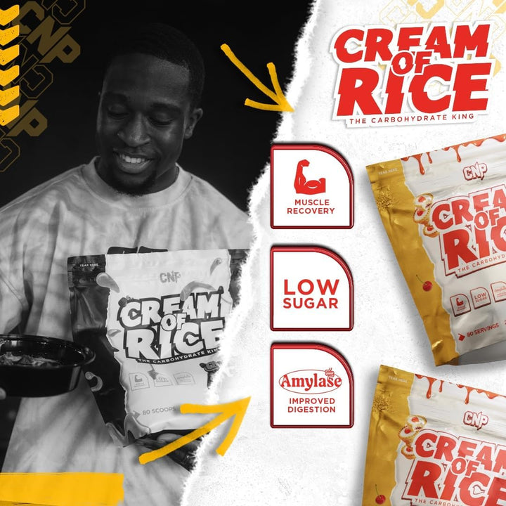 Cream of Rice Carbohydrate, Low Sugar, for Energy & Recovery with Easy Digestion, 2Kg 40/80 Servings 8 Flavours (2Kg, Cherry Bakewell)