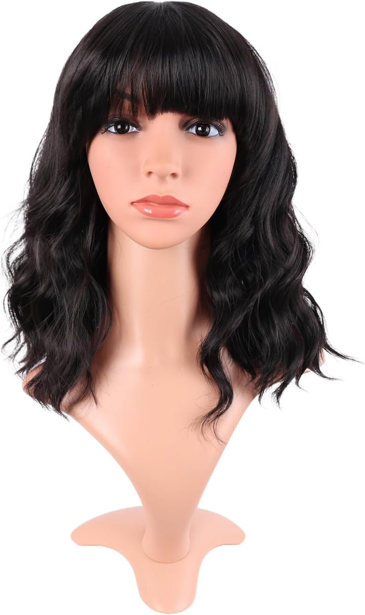 28 Inch/70 Cm Long Wavy Middle Part with No Bangs Synthetic Fiber Curly Fashion Women Party Cosplay Wig (Light Pink)