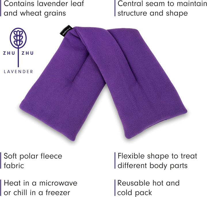 Lavender Body Wrap Wheat Bags Microwavable - Microwave Heat Pad for Joint & Muscle Pain Relief, Neck and Shoulder Pain, Menstrual Pain, Stress - Reusable Hot & Cold Heat Pack - Purple Fleece