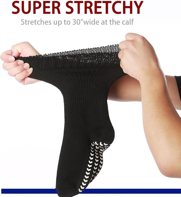 Extra Width Diabetic Socks Men Women Wide Edema Sock for Swollen Feet anti Slip Cast Bariatric Hospital Unisex None Binding Diabetic Hospital with Grip