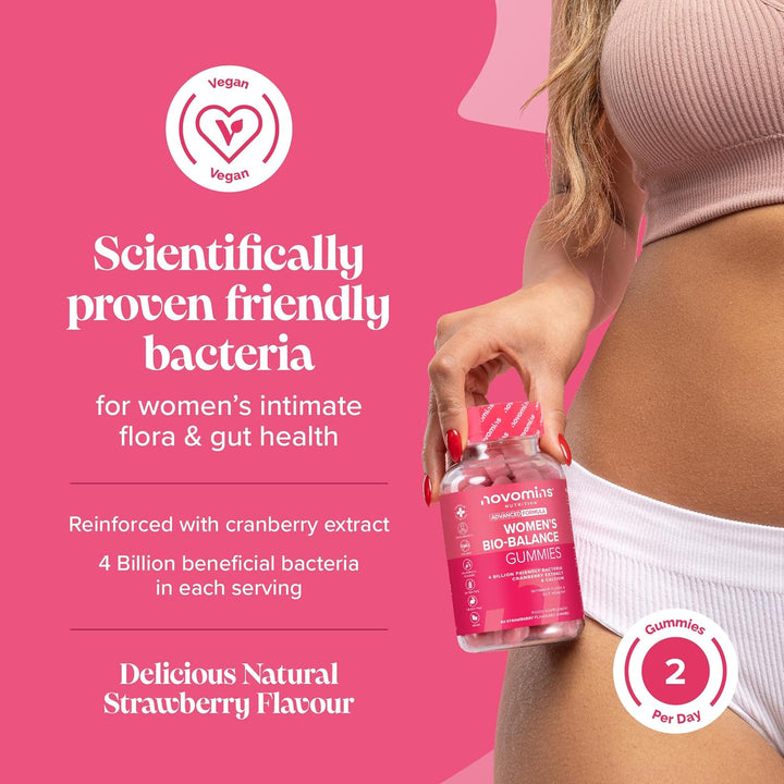 Probiotic Gummies – Women’S Bio-Balance Gummies for Intimate Flora and Gut Health – Advanced Multi-Strain Formulation – Vegan Supplement with Calcium & Cranberry Extract - Made by