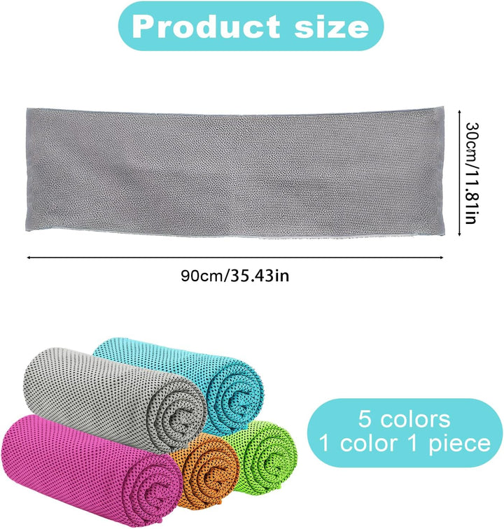 Cooling Towels for Neck and Face, 5PCS Cool Cold Towel, Soft Breathable Sweat Towel for Sports Gym Yoga Workout Running Camping(30X90Cm)
