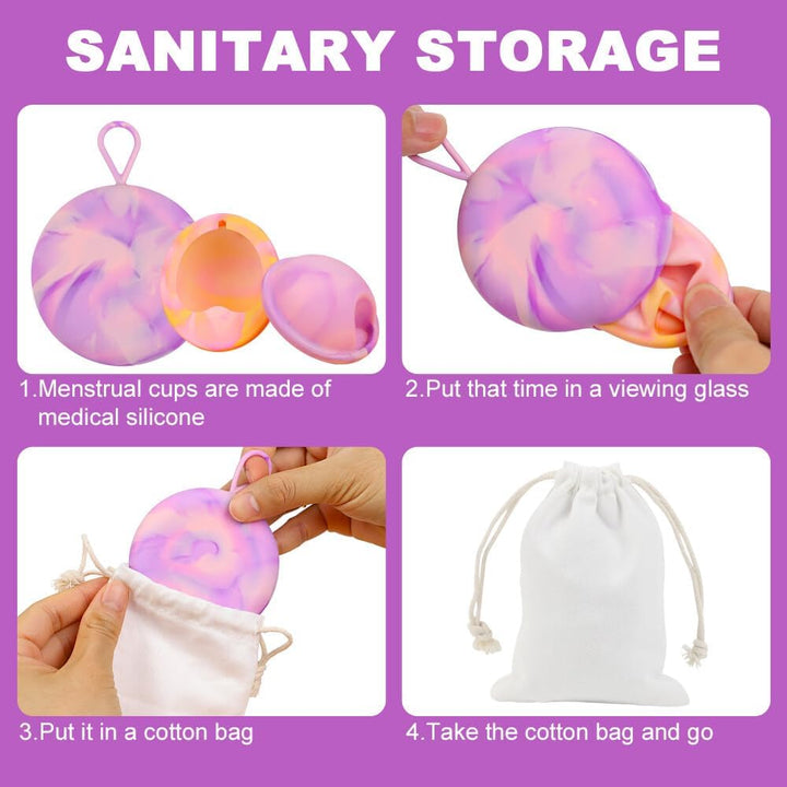 Menstrual Cups, Pack of 2 Reusable Menstrual Disc Soft Grade Silicone Menstrual Cup - Comfortable, Leak-Proof Period Protection,Small Large Sizes,Tampon, Pad, Cup Alternative