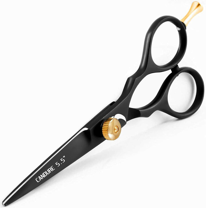 Hairdressing Scissor Hair Scissor for Professional Hairdressers Barbers Stainless Steel Hair Cutting Shears for Salon, Men, Women, Children and Adults 5.5" Inch Black