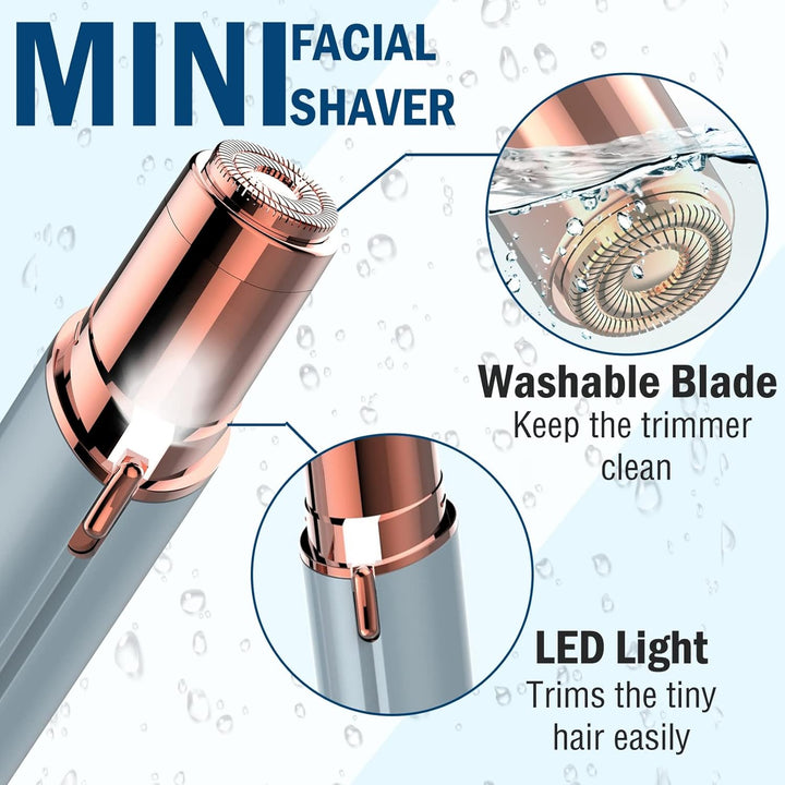 Lady Shaver for Women, Facial Hair Remover, Facial Hair Remover for Women, USB Rechargeable Facial Epilator, Hair Removal Device for Peach Fuzz/Facial Hair/Lip/Chin Travel Size